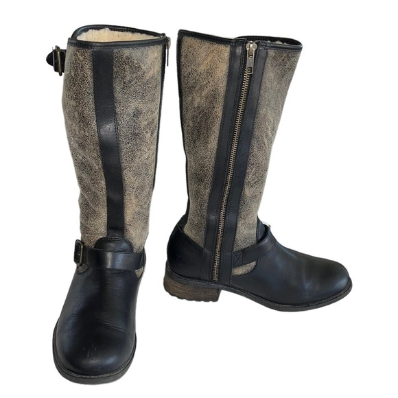 UGG Chancery Black Bomber Stout Biker Boots. Size 8.5 GUC - Picture 3 of 14